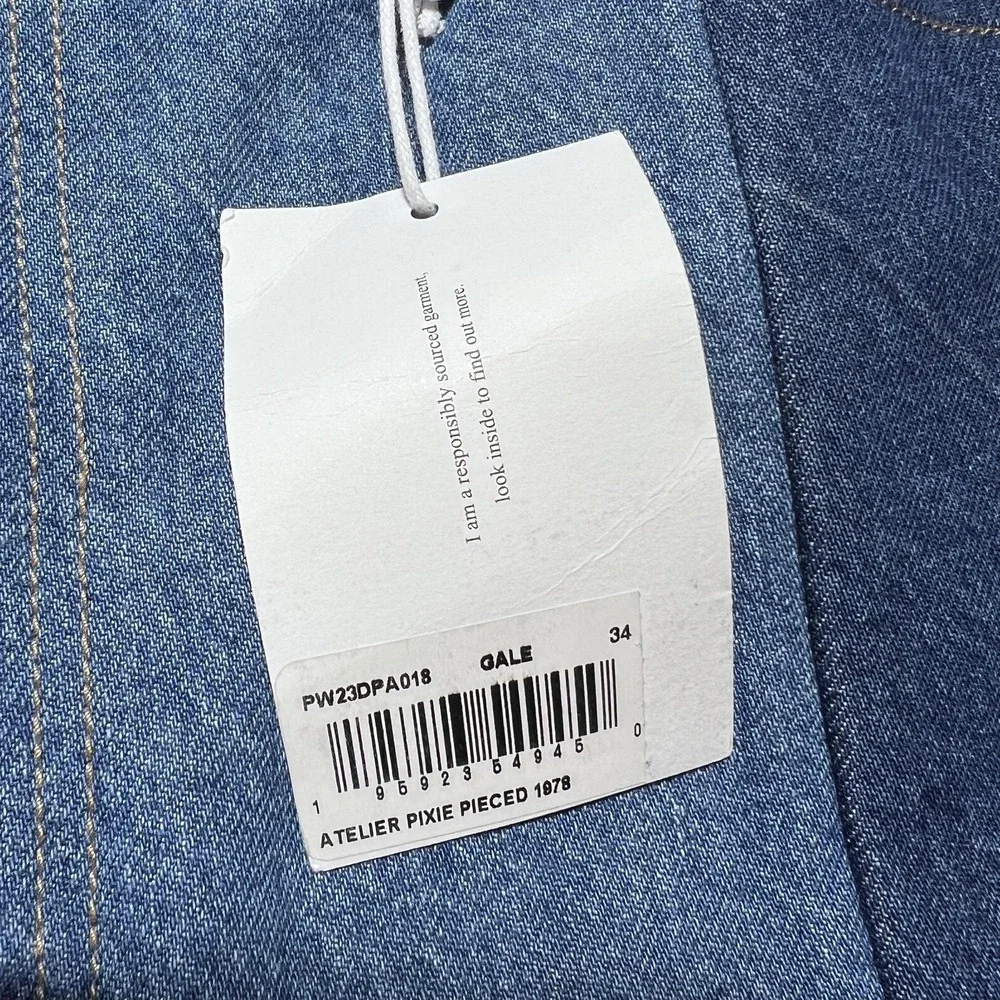 NWT Frame Atelier Pixie Pieced Patchwork Wide Leg Denim Jeans 34 High Rise 37x31